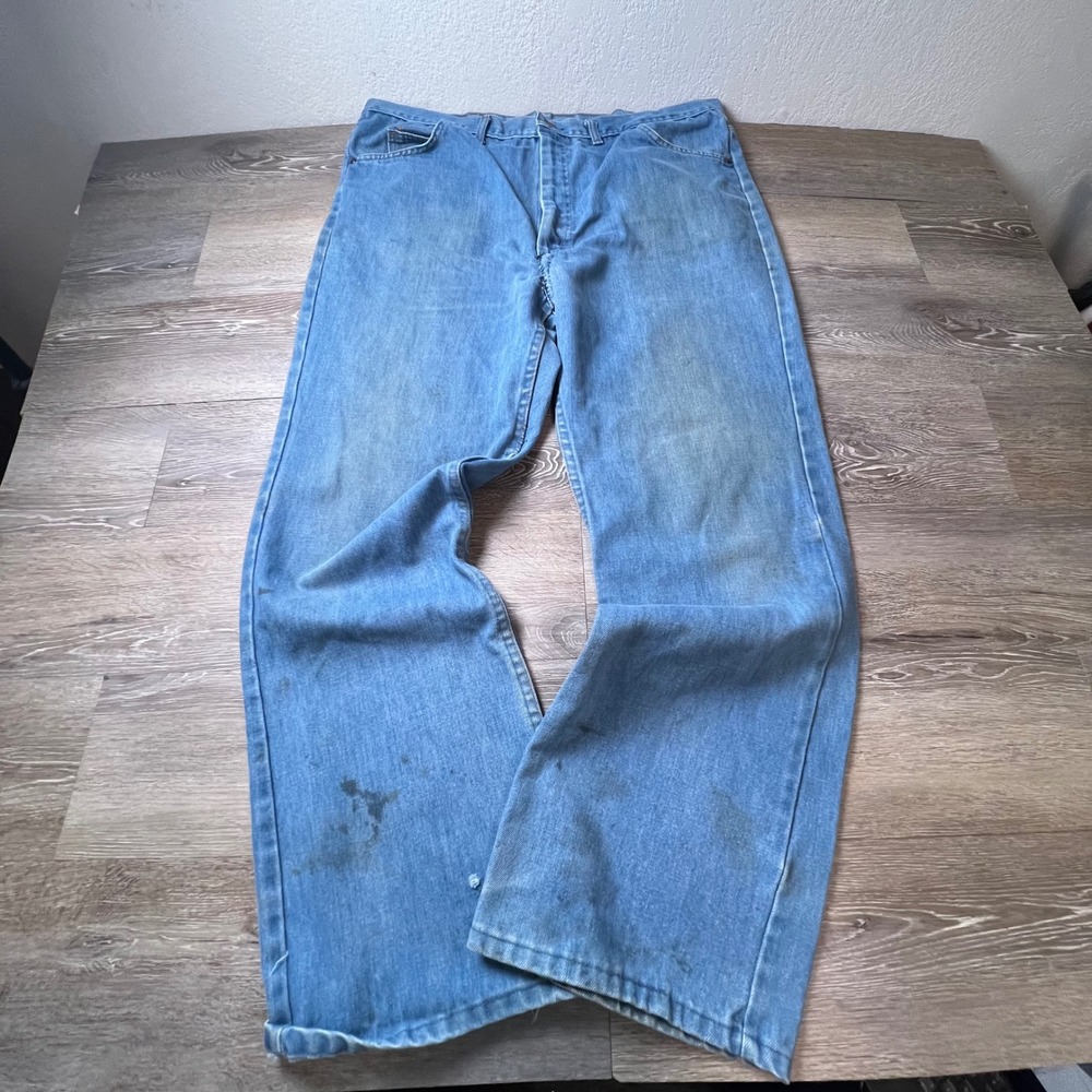 Lee Vintage Jeans Mens 37x30 Blue Light Wash Talon 42 Zip Distressed Workwear